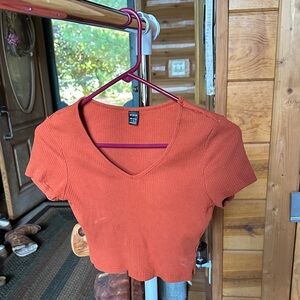Shein Rust Ribbed Crop Top
